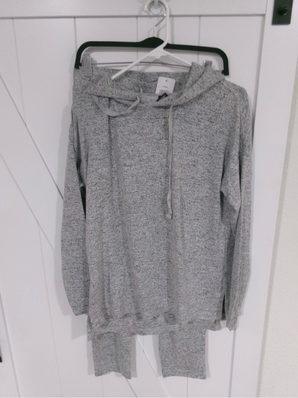 Women's Heather Gray Hooded Lounge Top - Soft Knit Pullover